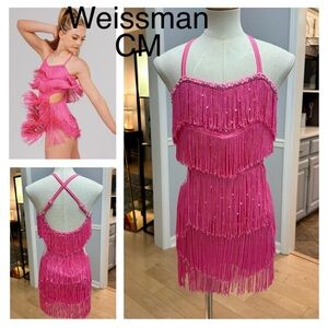 Weissman Hot Pink Fringe Performance Dress CM